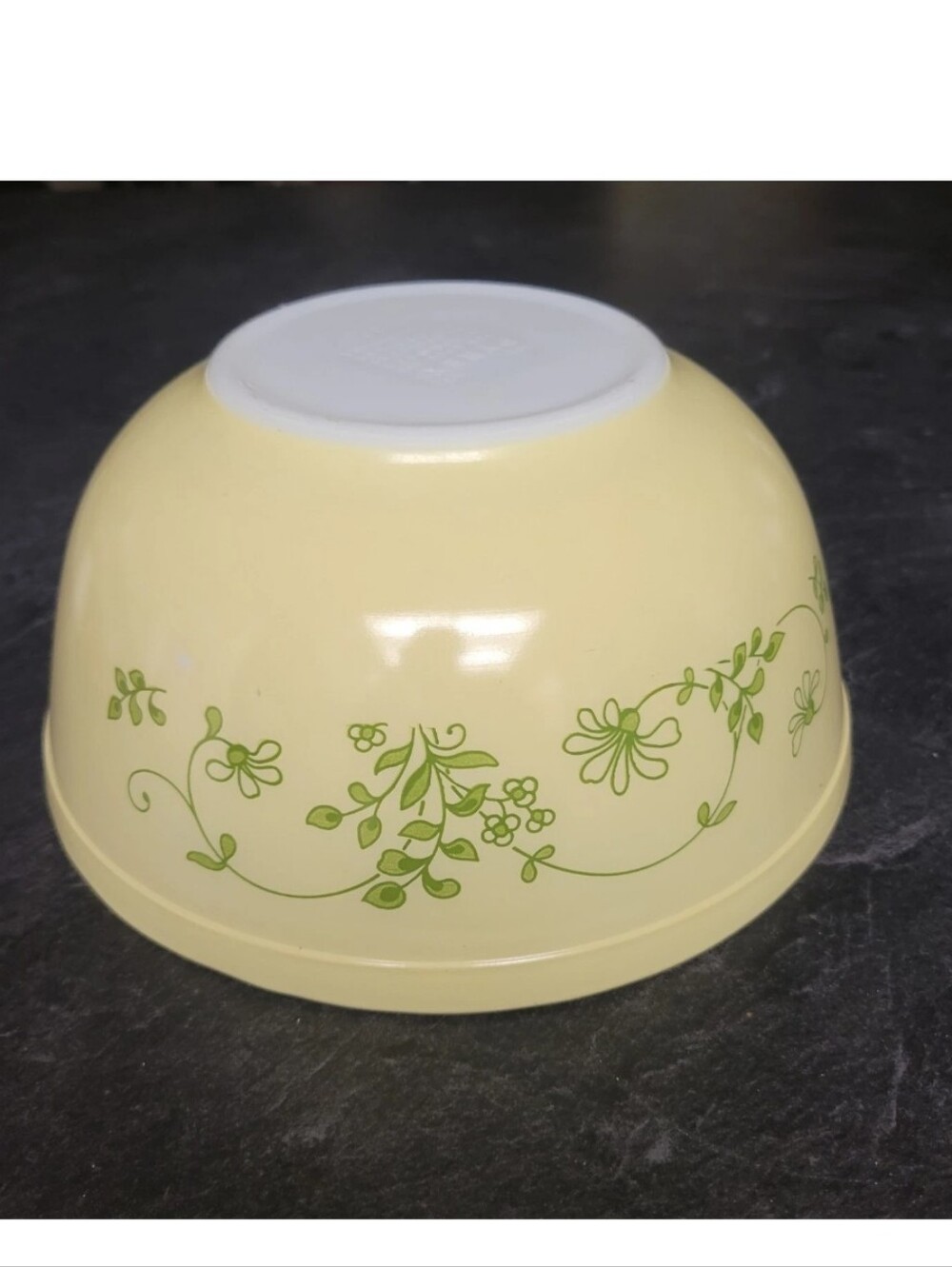 Vintage Pyrex 403 Shenandoah 2.5L Mixing Bowl Yellow Cream Green 1981 1986